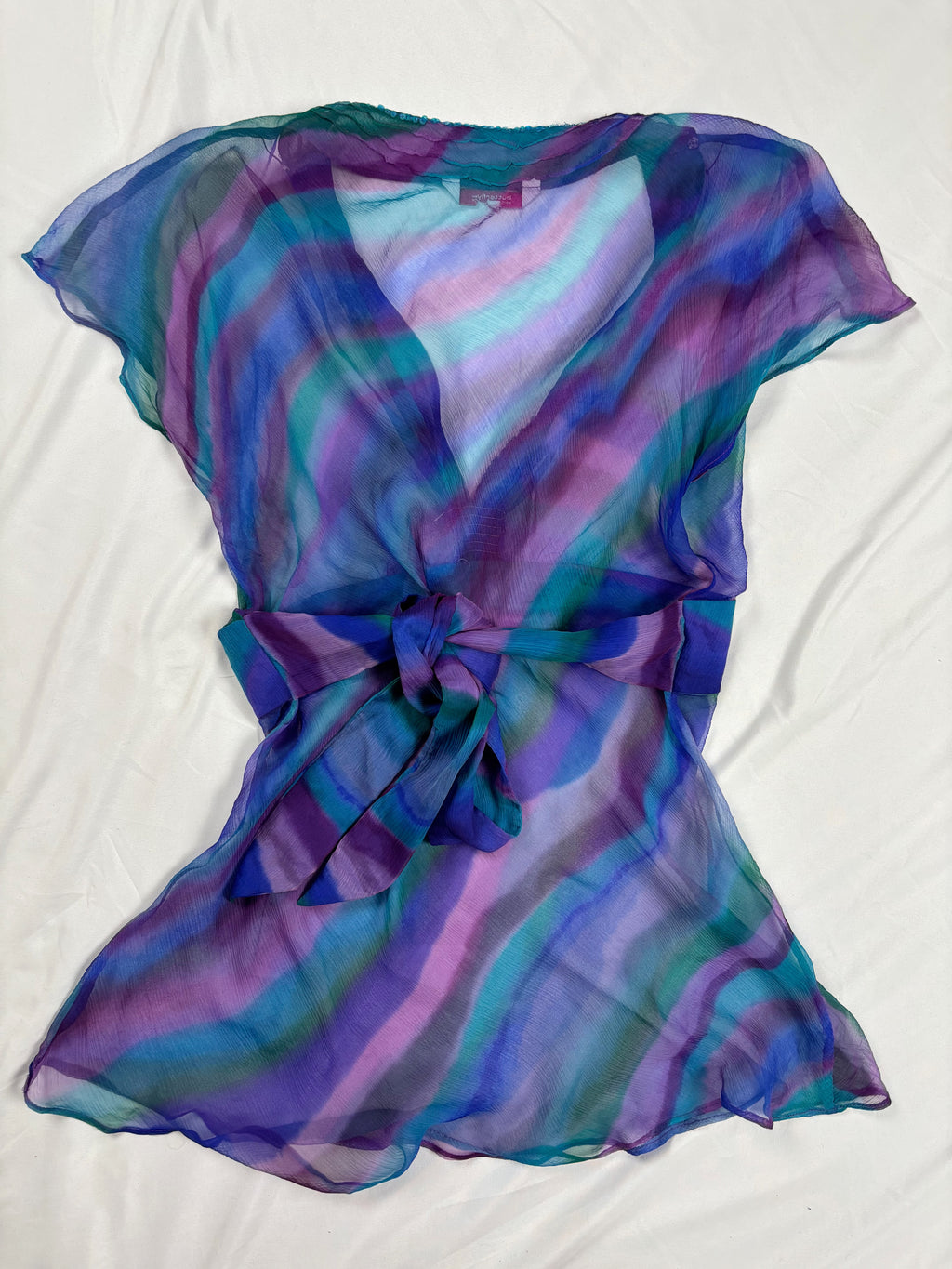 Sheer ombré tie back top with embellished sequins