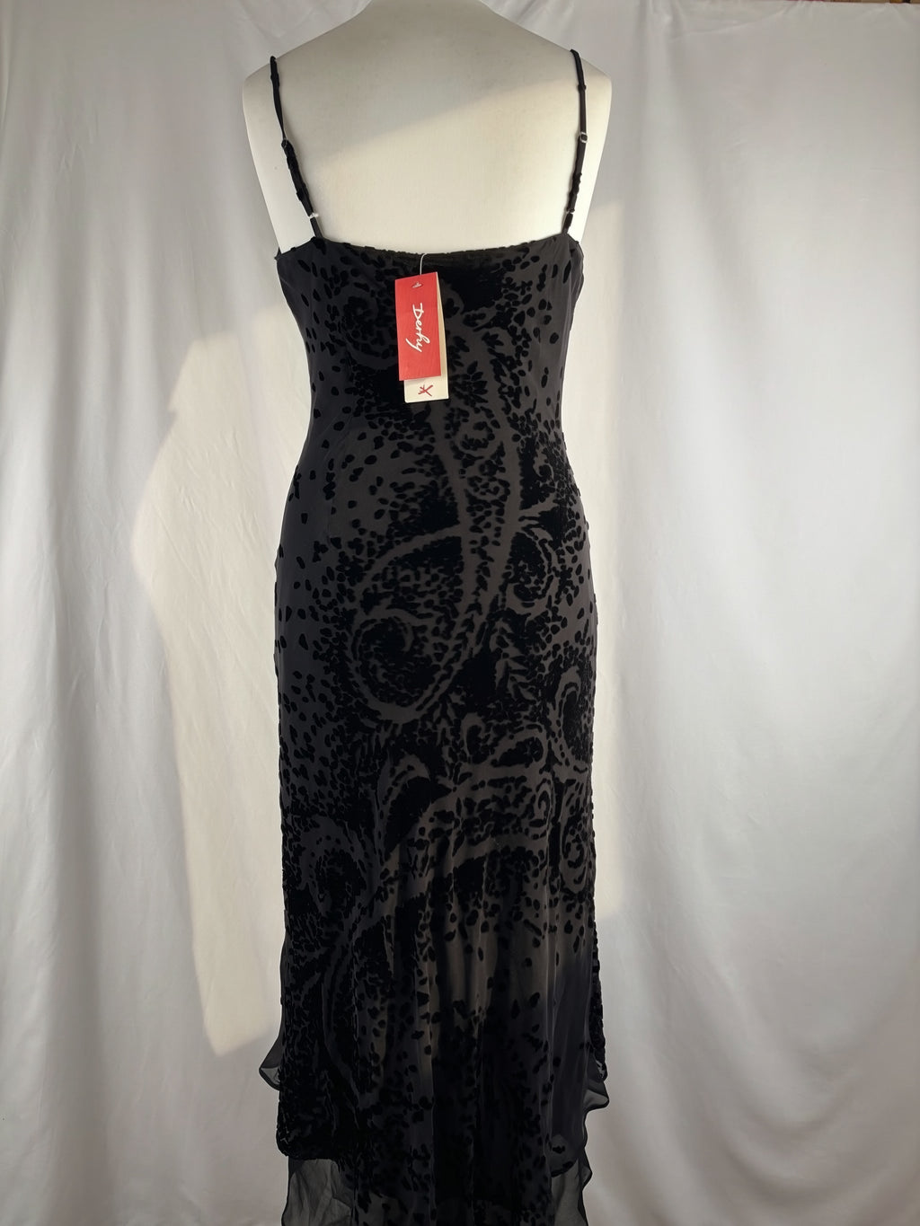 Black velvet Derhy layered maxi dress with beaded details