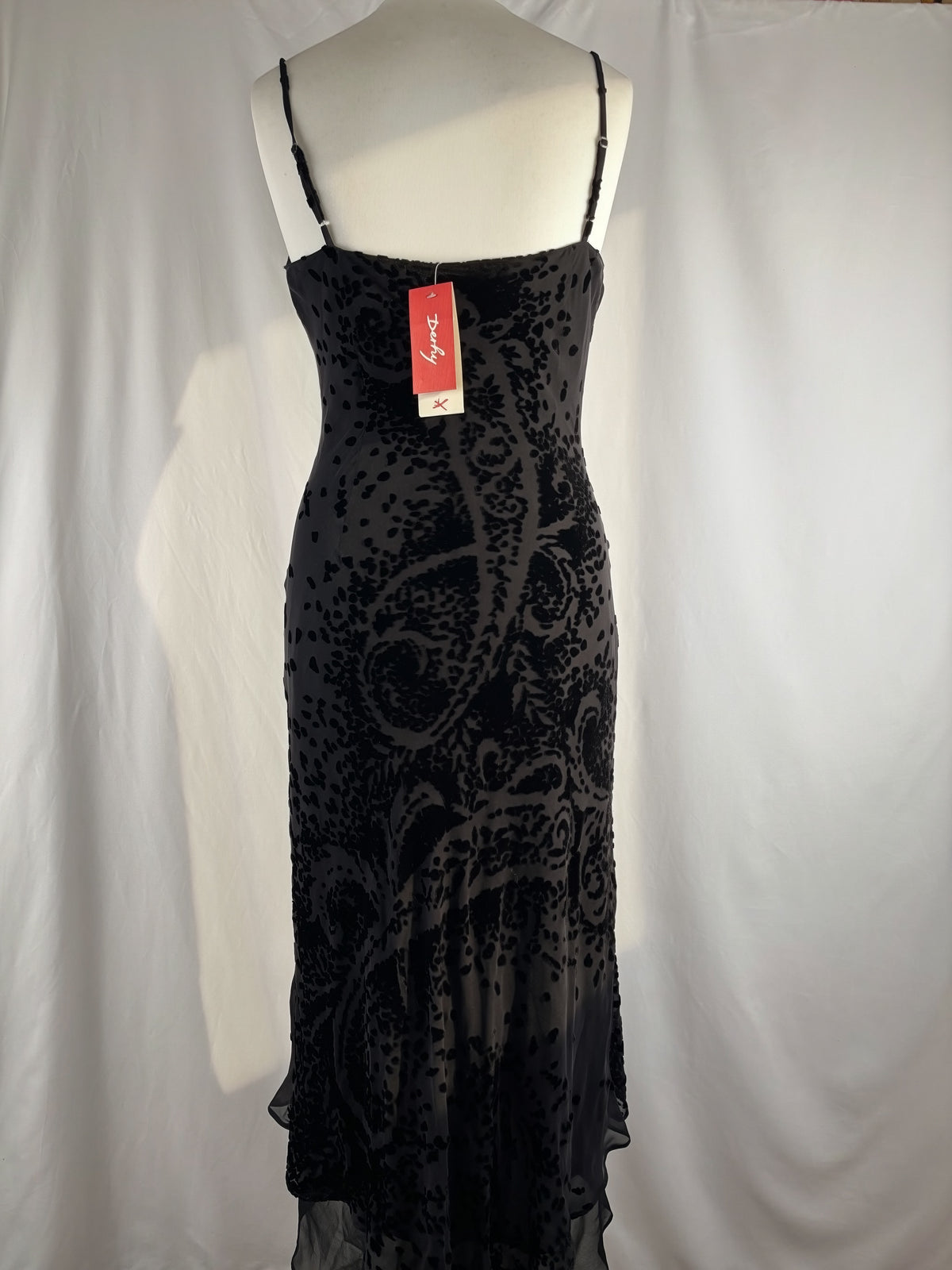 Black velvet Derhy layered maxi dress with beaded details