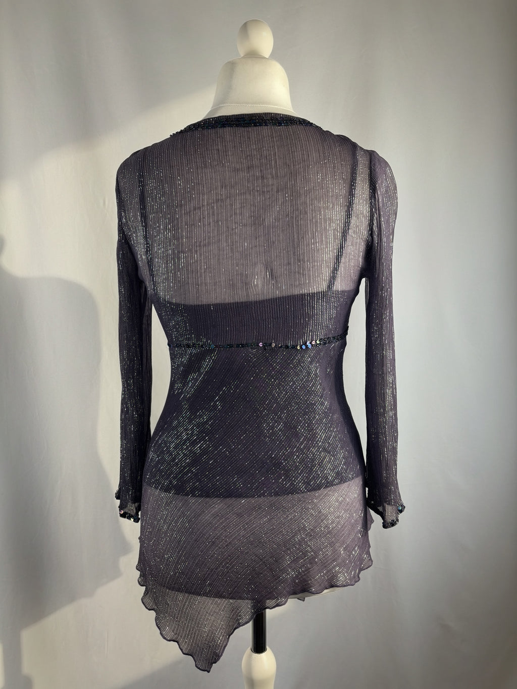 Purple and green sparkly long sleeve with layered cami