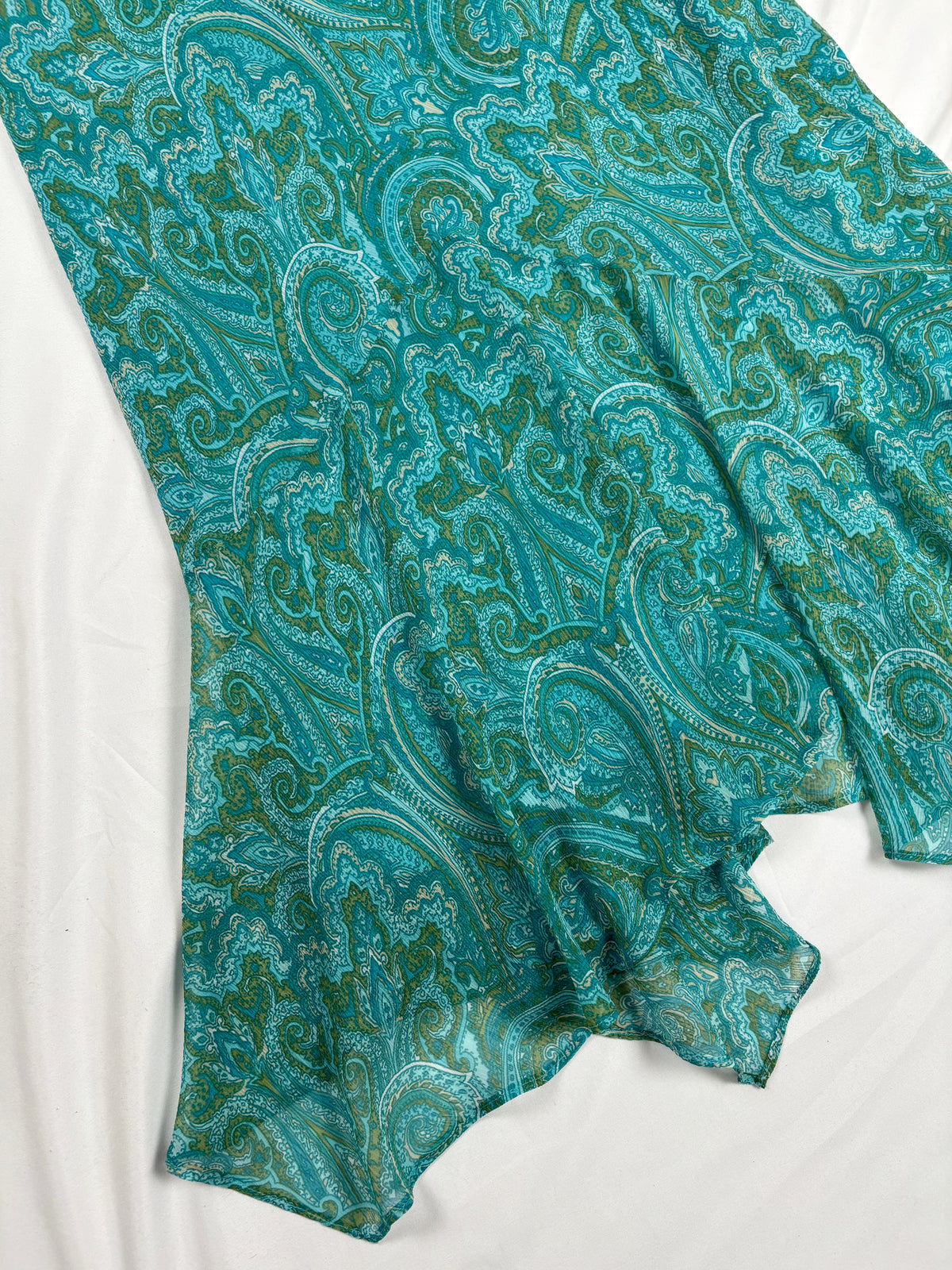 Blue and green asymmetric flowy skirt