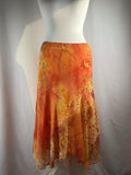 Orange and yellow ombré floral midi skirt