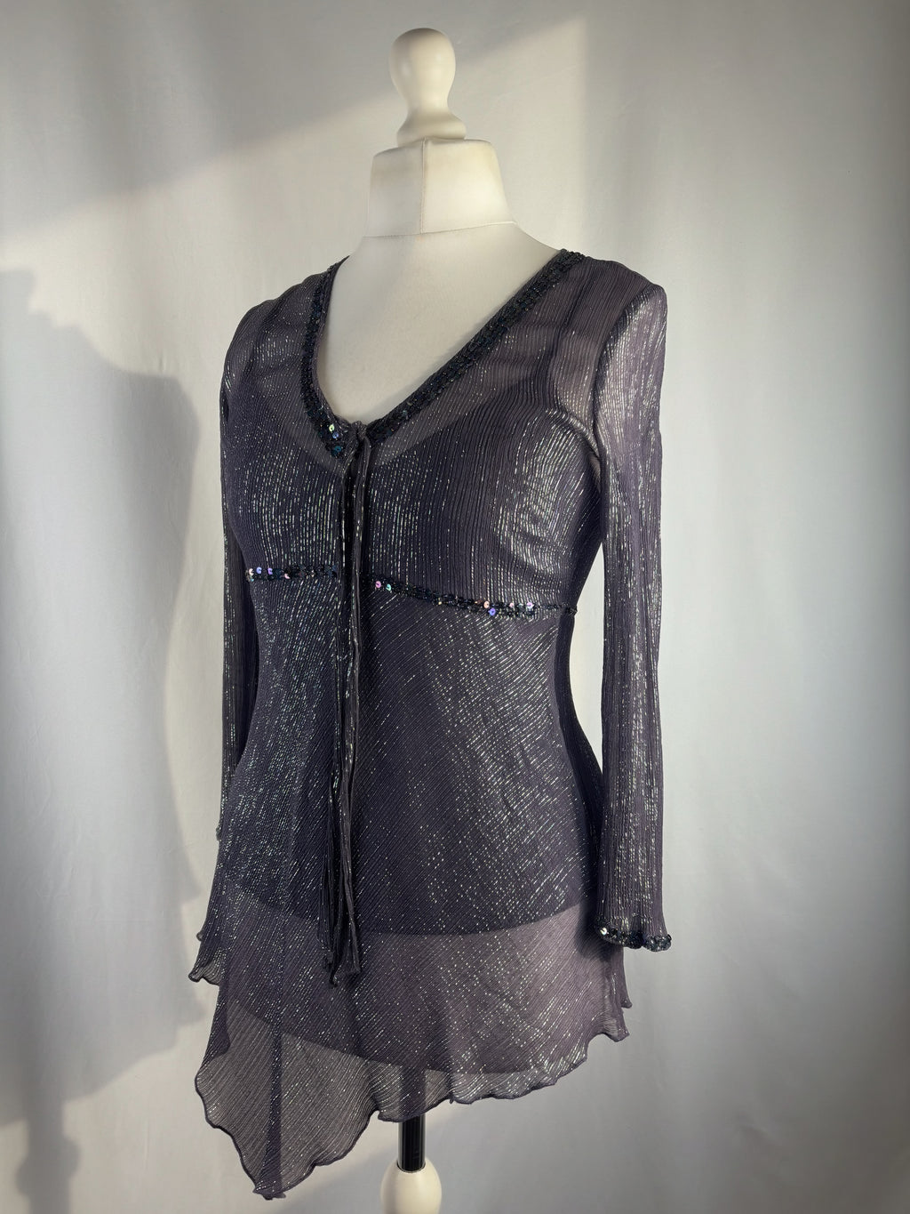 Purple and green sparkly long sleeve with layered cami