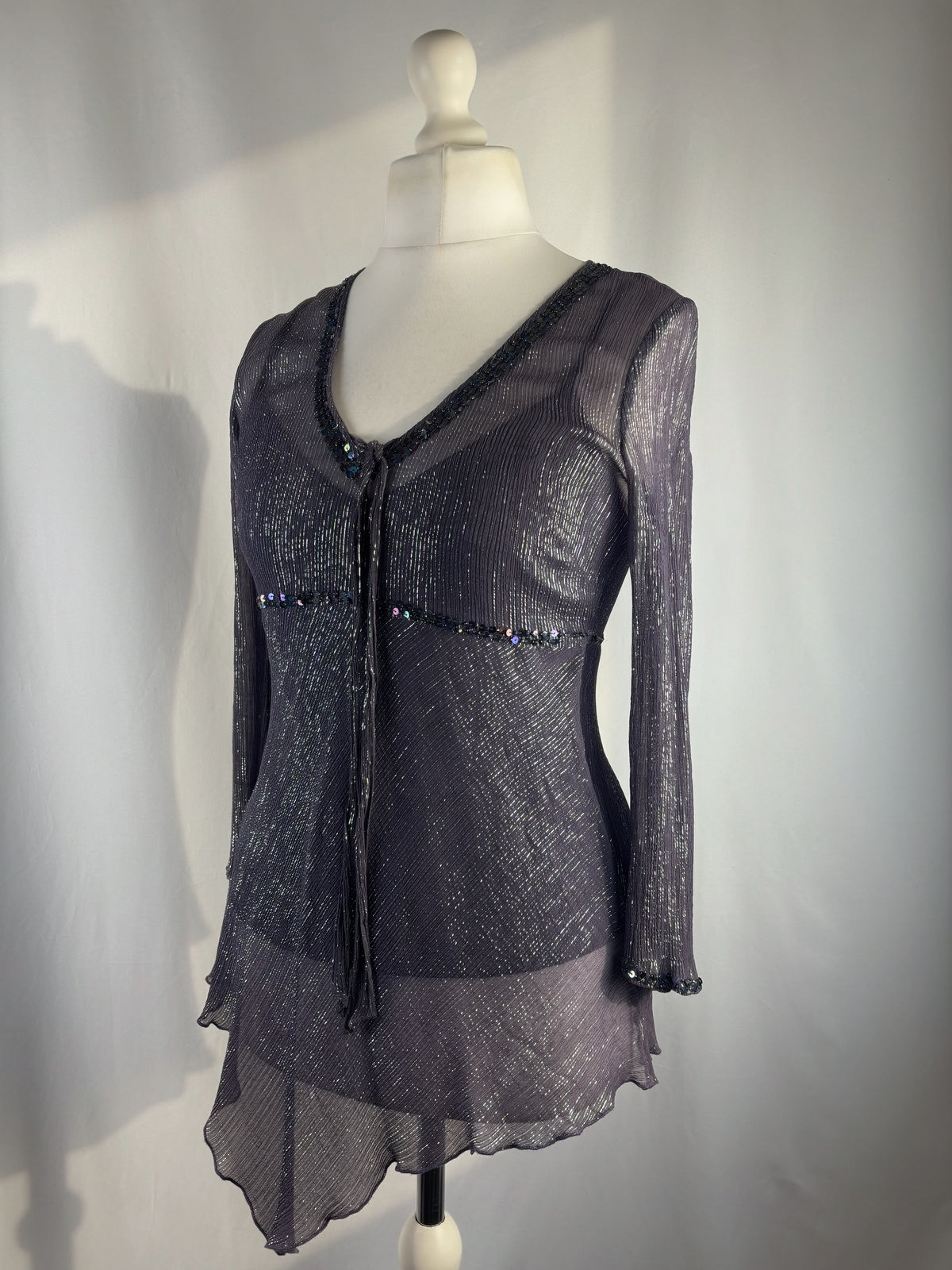 Purple and green sparkly long sleeve with layered cami
