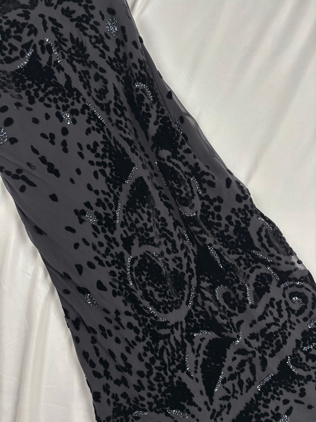 Black velvet Derhy layered maxi dress with beaded details