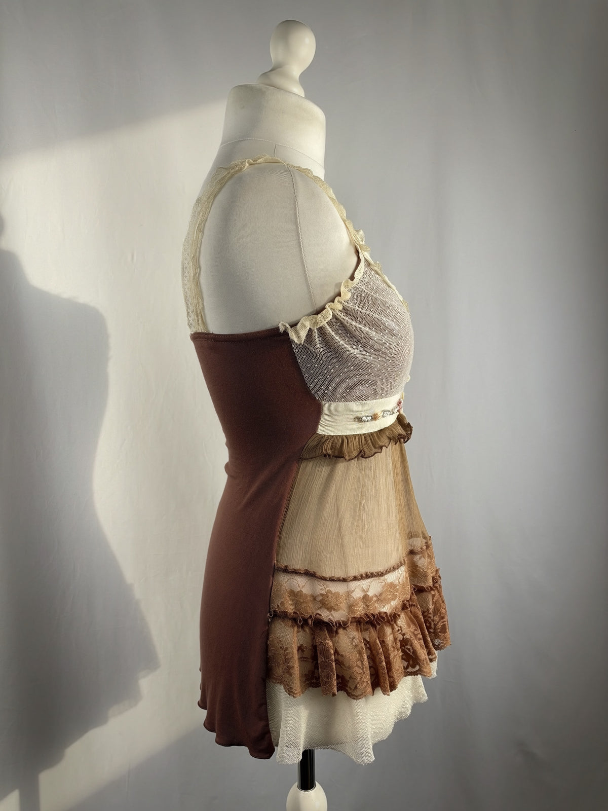 Brown Bony Paris silk cami with rosette details