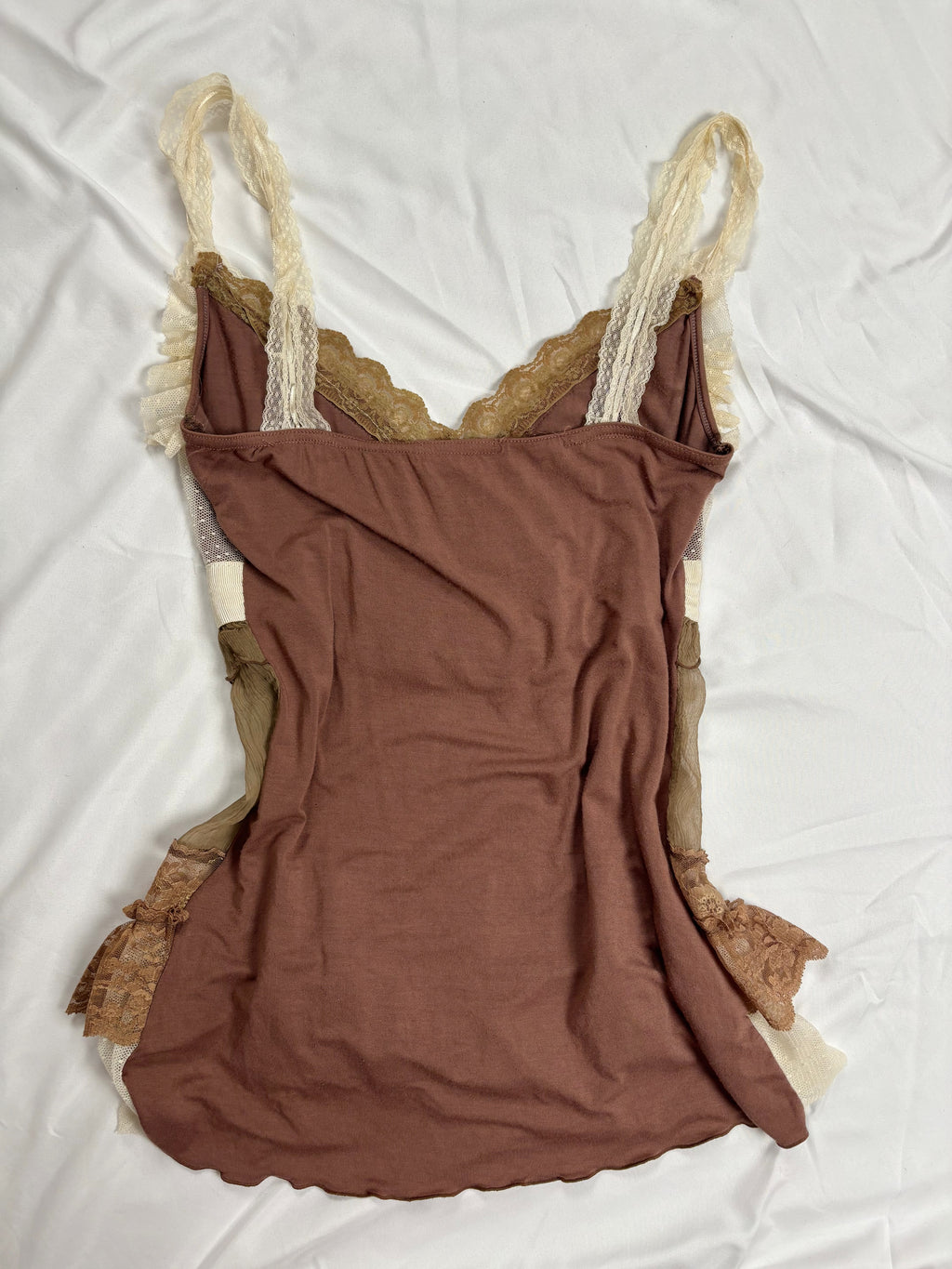 Brown Bony Paris silk cami with rosette details