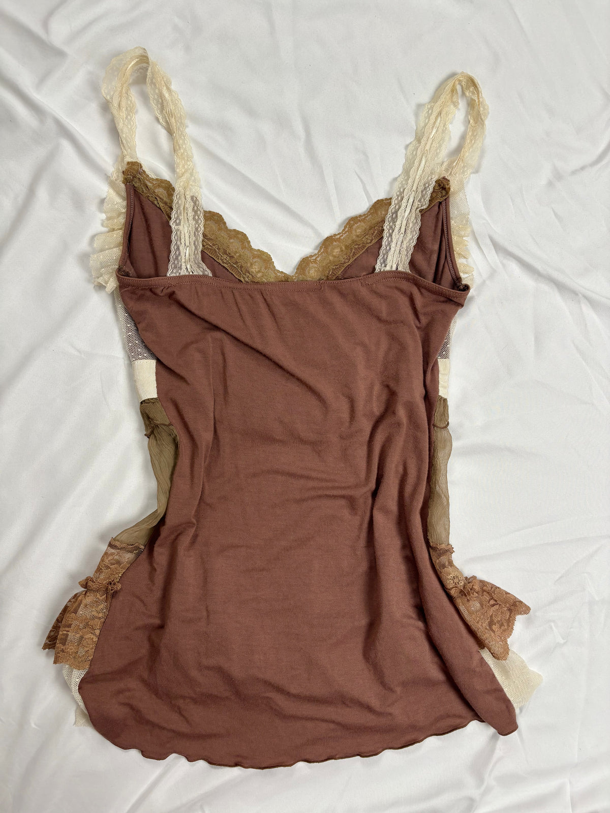 Brown Bony Paris silk cami with rosette details