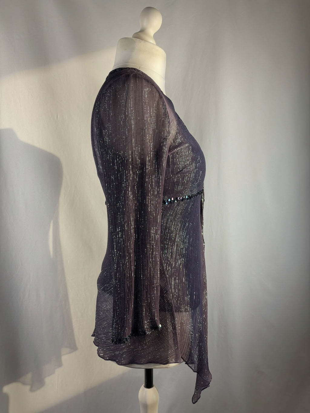 Purple and green sparkly long sleeve with layered cami