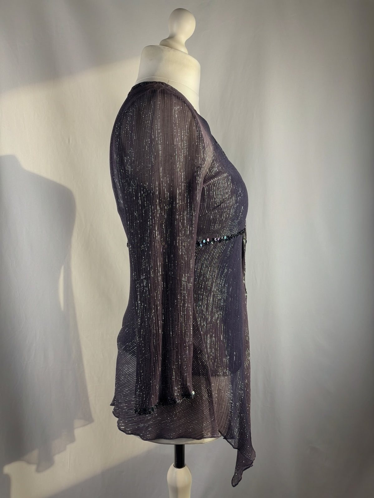 Purple and green sparkly long sleeve with layered cami
