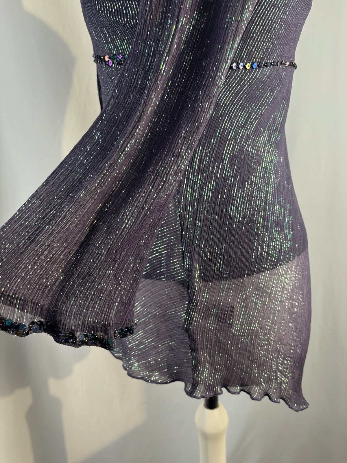 Purple and green sparkly long sleeve with layered cami