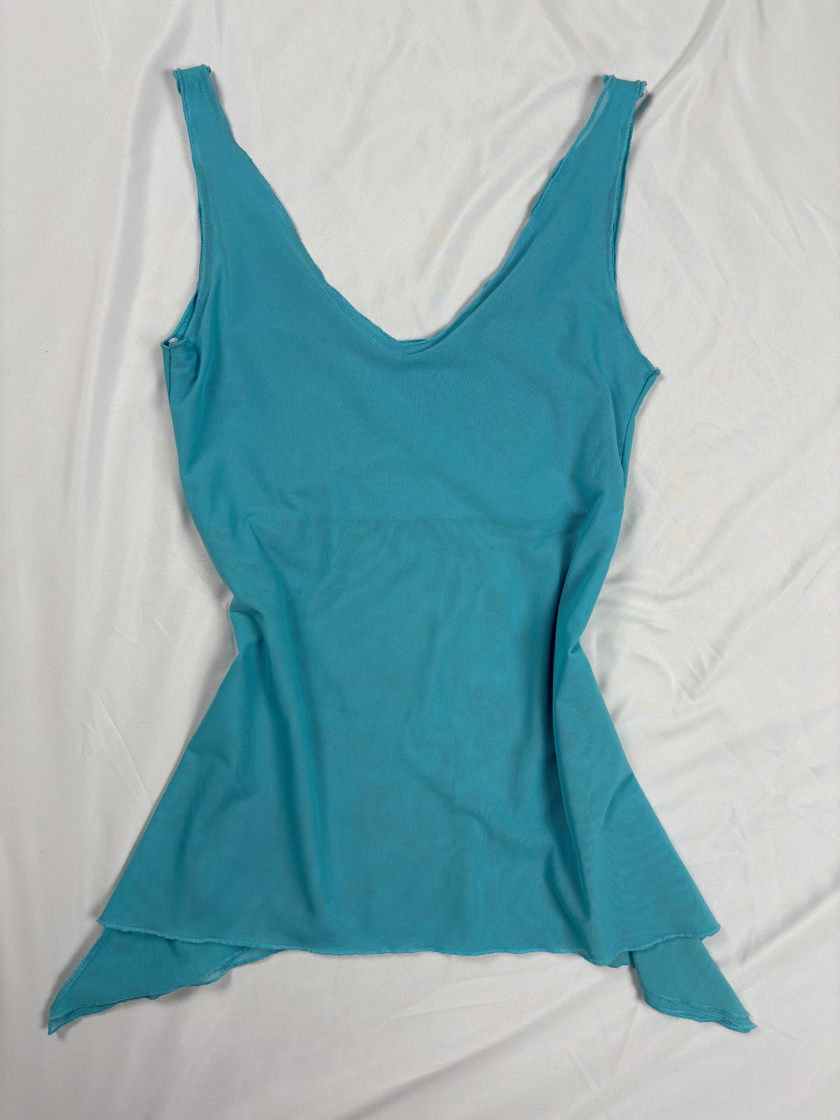 Blue flowy cami with gold bead details