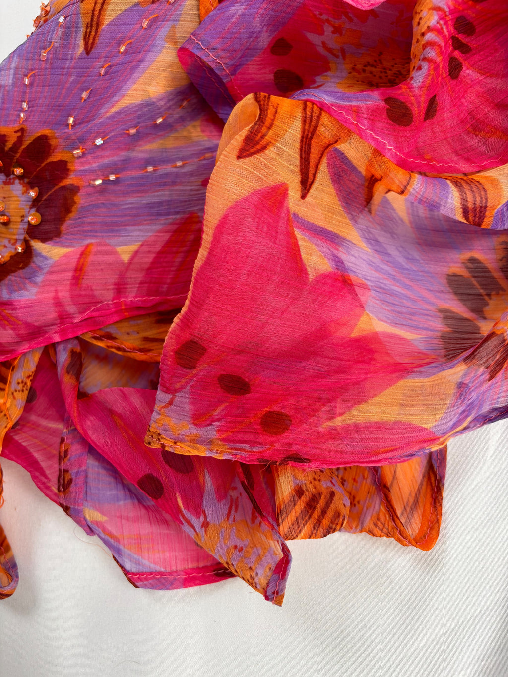 Sunflower ruffle maxi dress embellished throughout with sequins