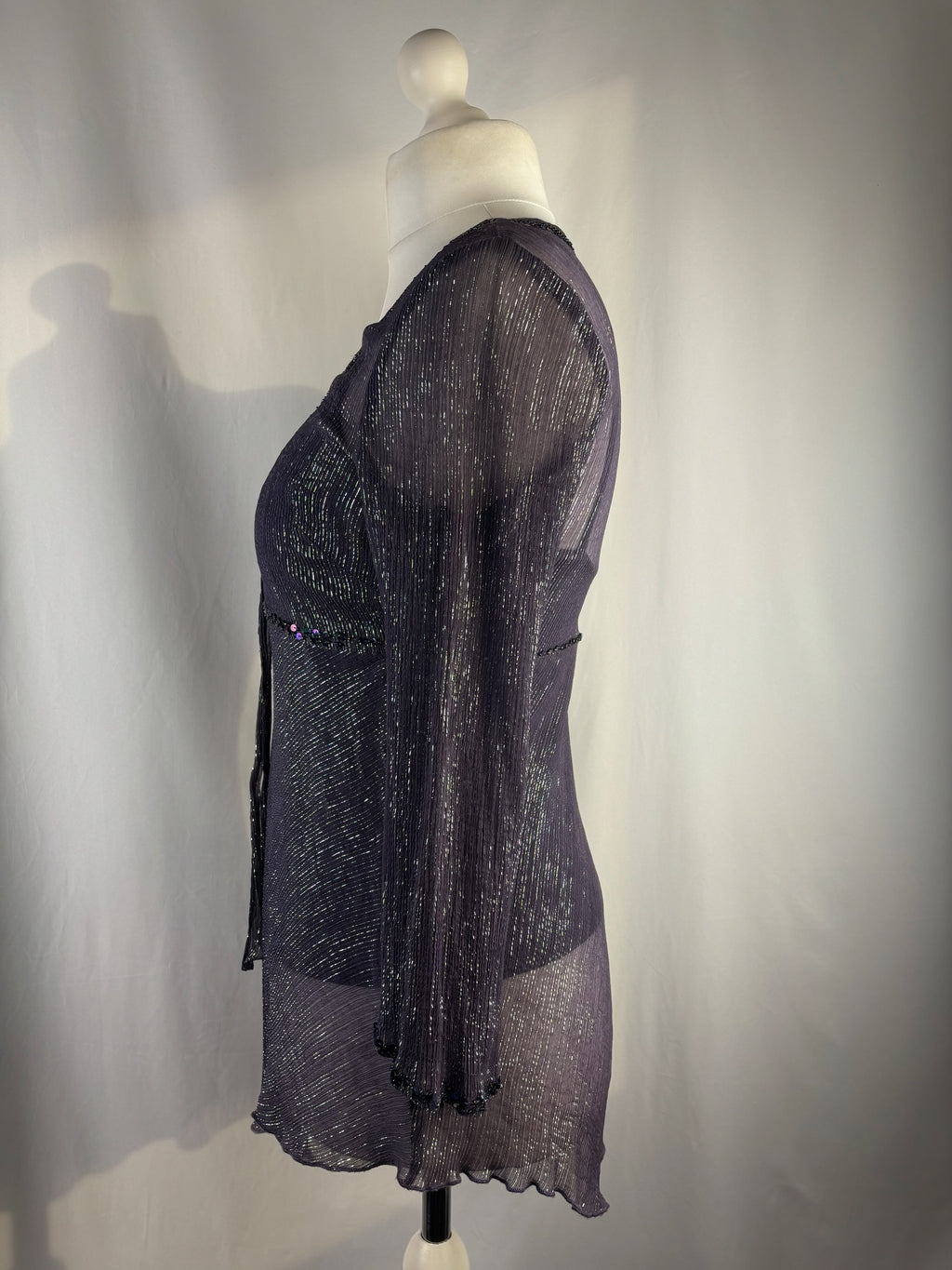 Purple and green sparkly long sleeve with layered cami