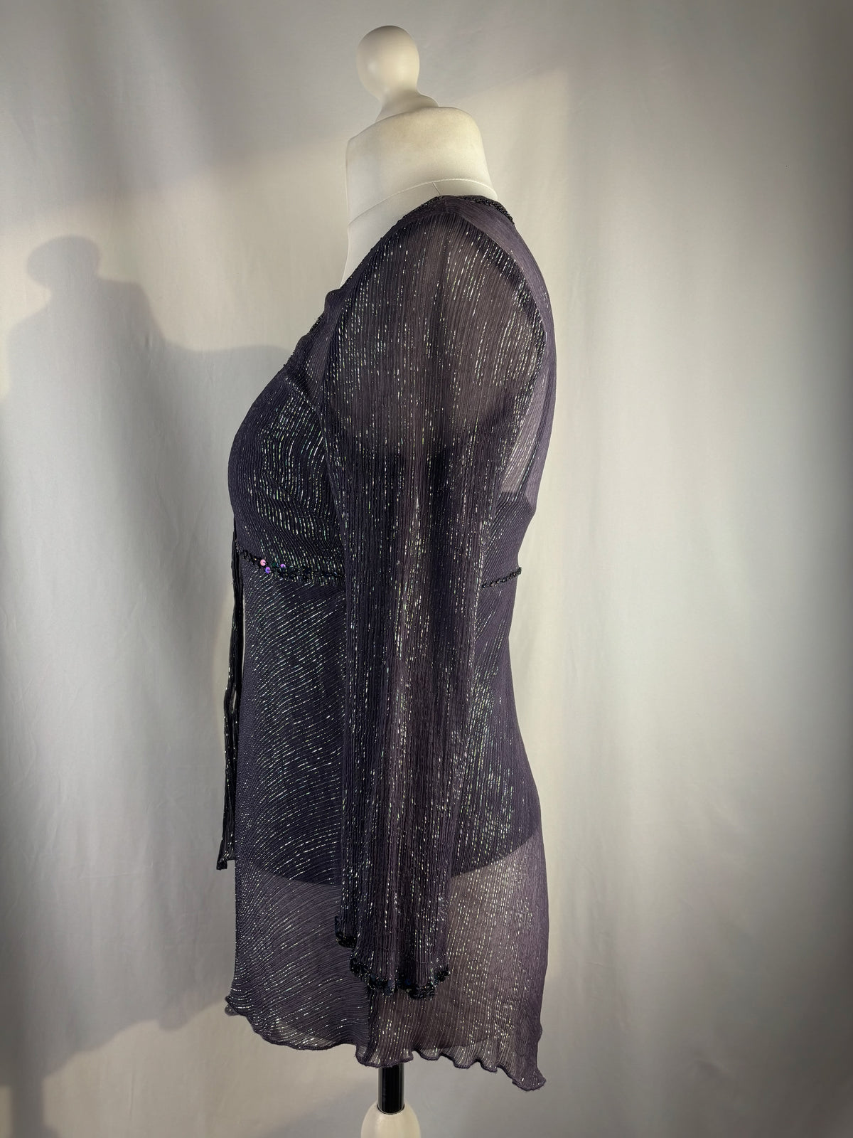 Purple and green sparkly long sleeve with layered cami