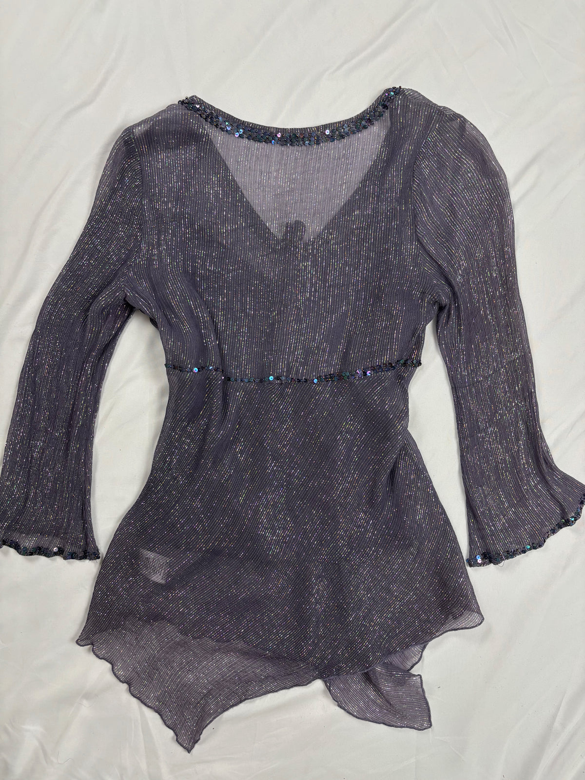 Purple and green sparkly long sleeve with layered cami