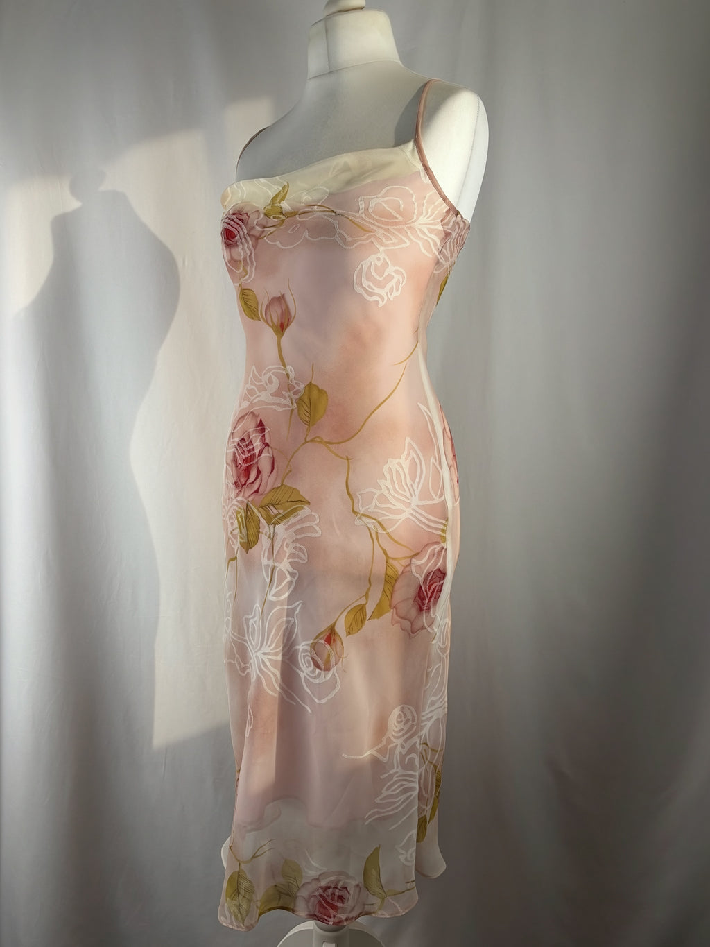 Ombré blush floral midi dress