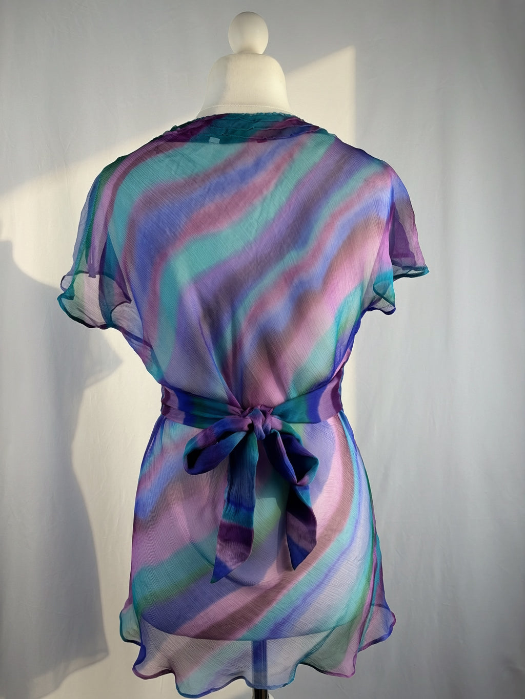 Sheer ombré tie back top with embellished sequins