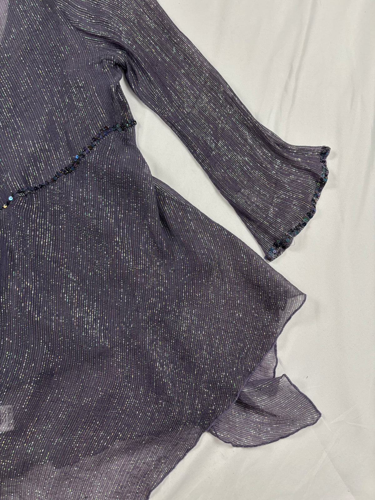 Purple and green sparkly long sleeve with layered cami