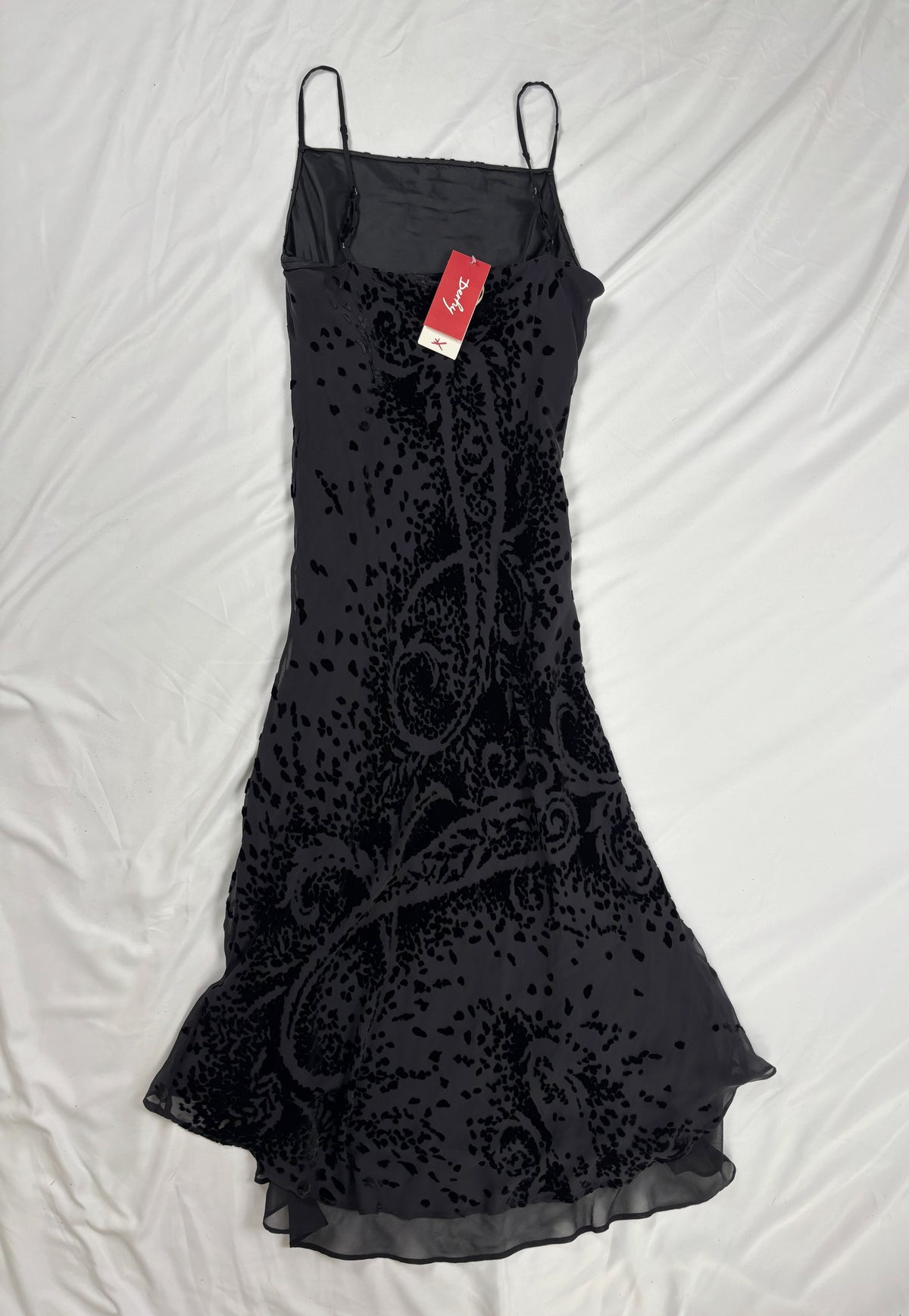 Black velvet Derhy layered maxi dress with beaded details