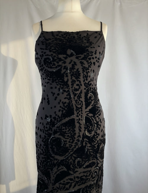 Black velvet Derhy layered maxi dress with beaded details