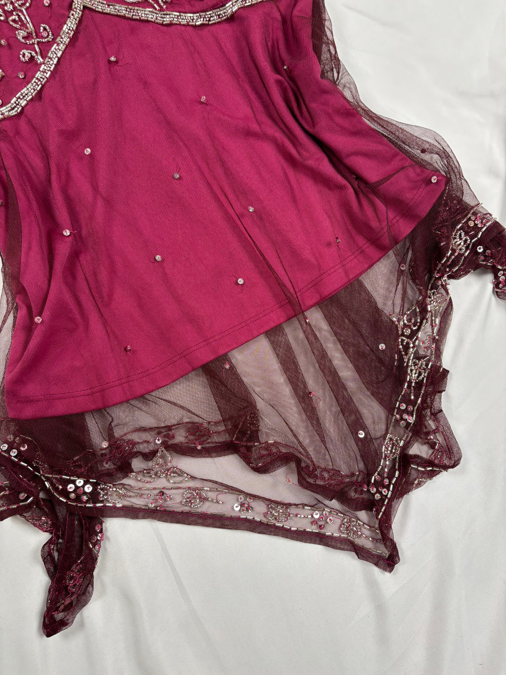 Purple beaded mesh asymmetric fairy cami