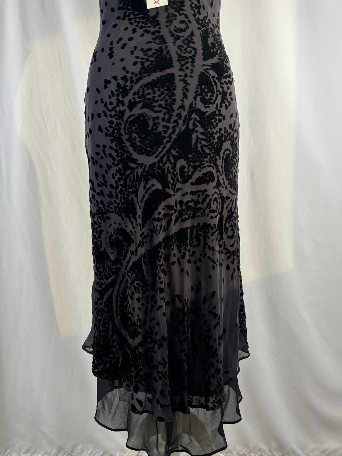 Black velvet Derhy layered maxi dress with beaded details