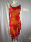 Autumnal ombré asymmetric mini dress with mirrored gem embellishments