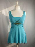 Blue flowy cami with gold bead details