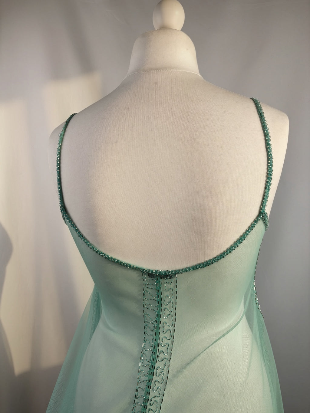 Light blue sheer beaded asymmetrical fairy cami