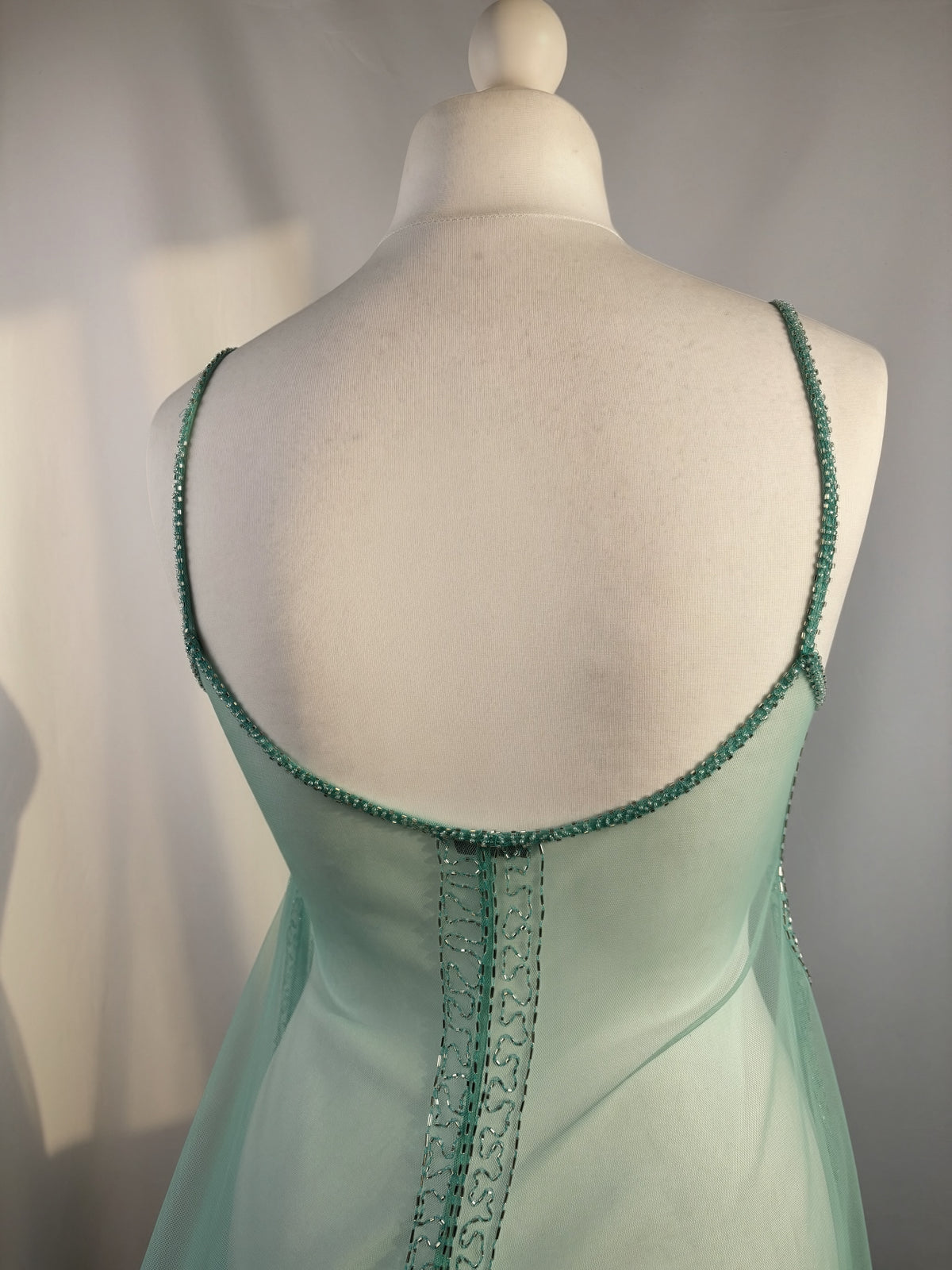 Light blue sheer beaded asymmetrical fairy cami
