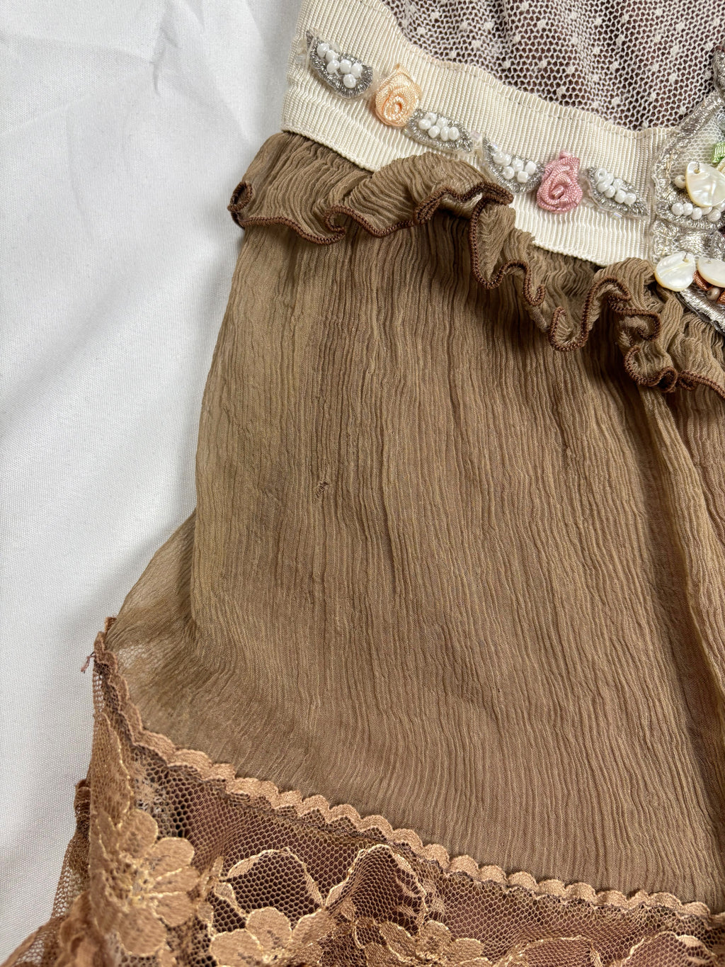 Brown Bony Paris silk cami with rosette details