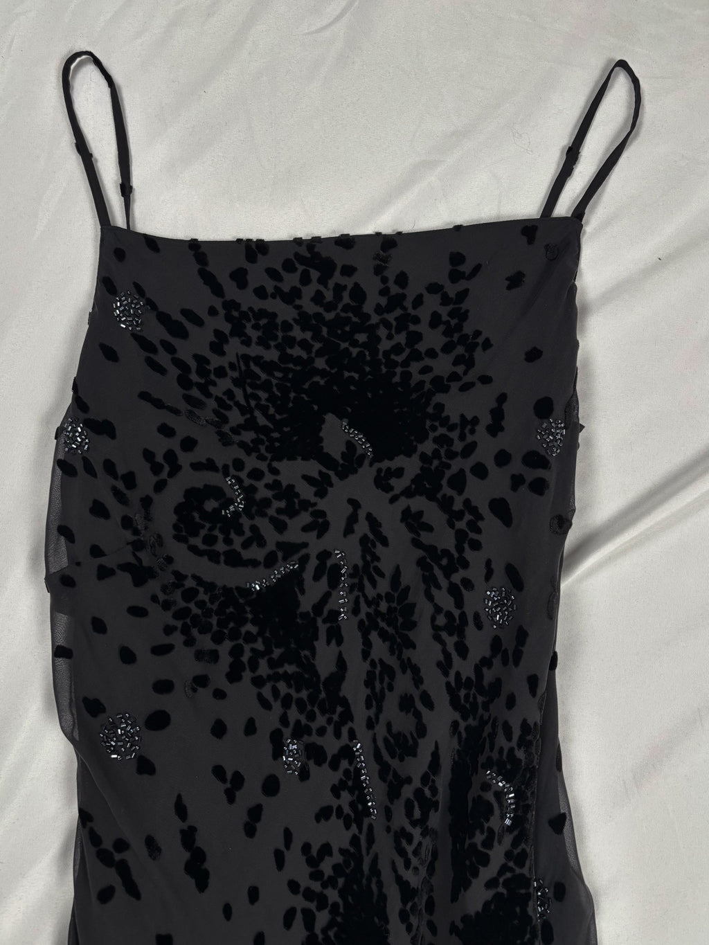 Black velvet Derhy layered maxi dress with beaded details