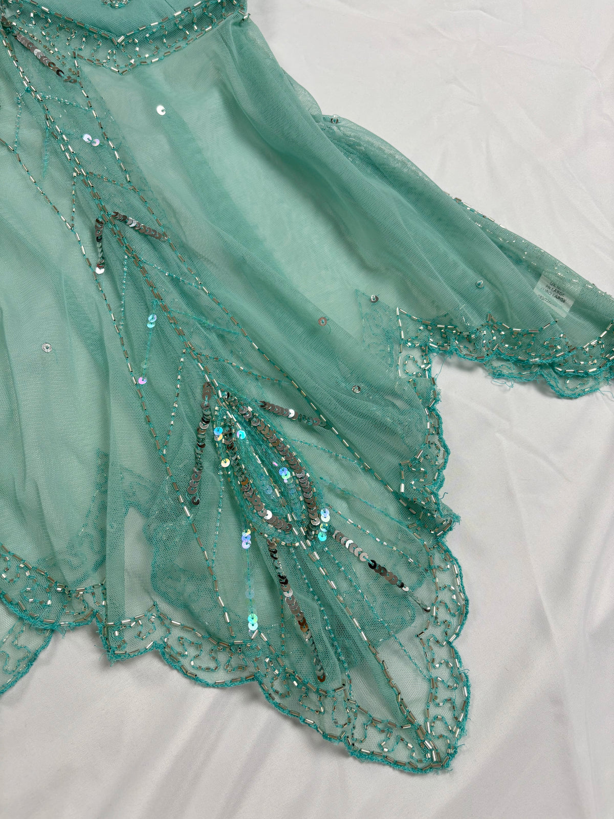 Light blue sheer beaded asymmetrical fairy cami