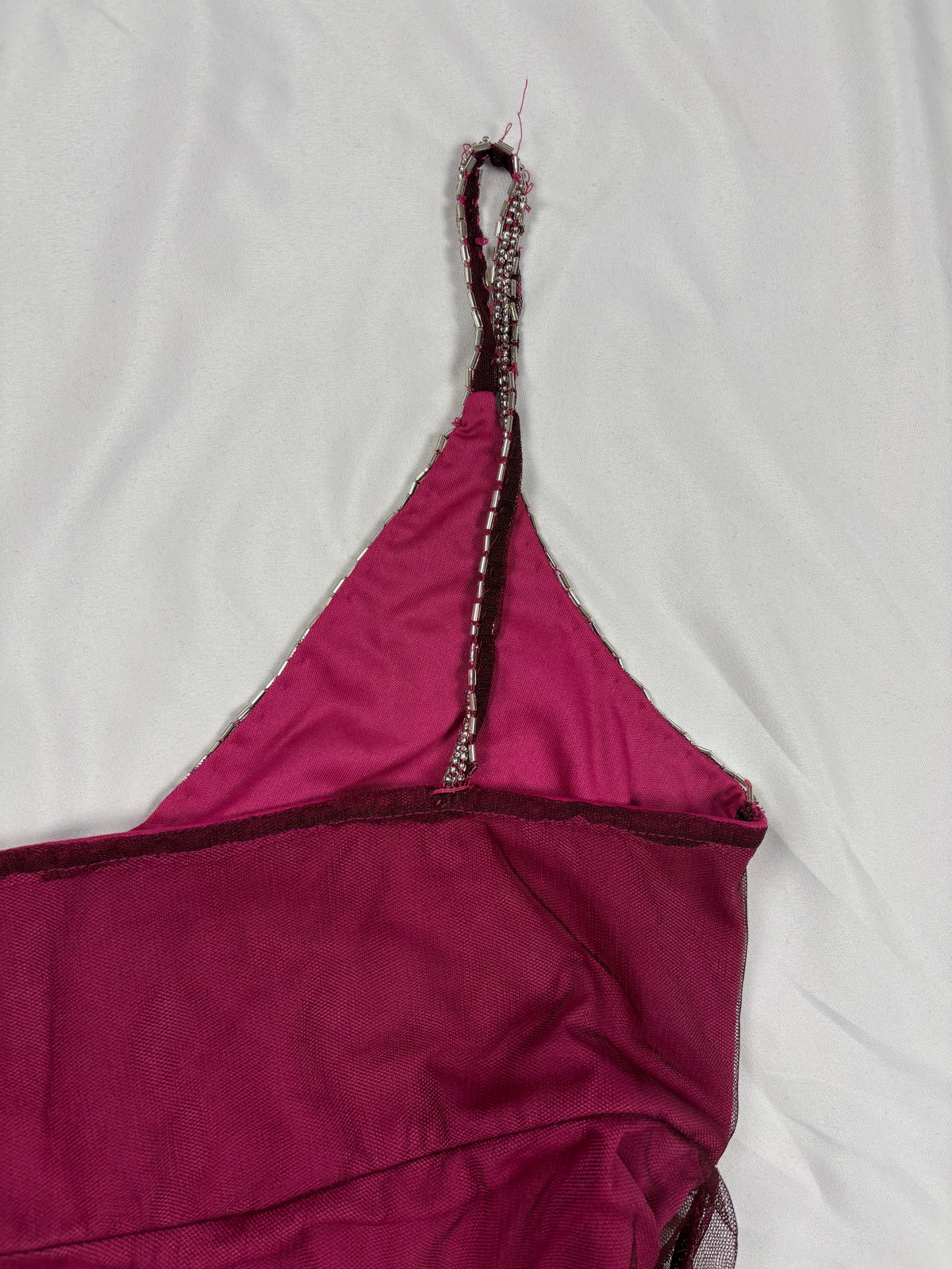 Purple beaded mesh asymmetric fairy cami