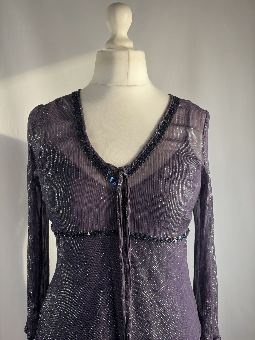 Purple and green sparkly long sleeve with layered cami