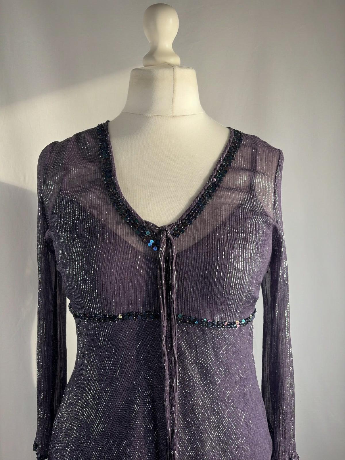 Purple and green sparkly long sleeve with layered cami