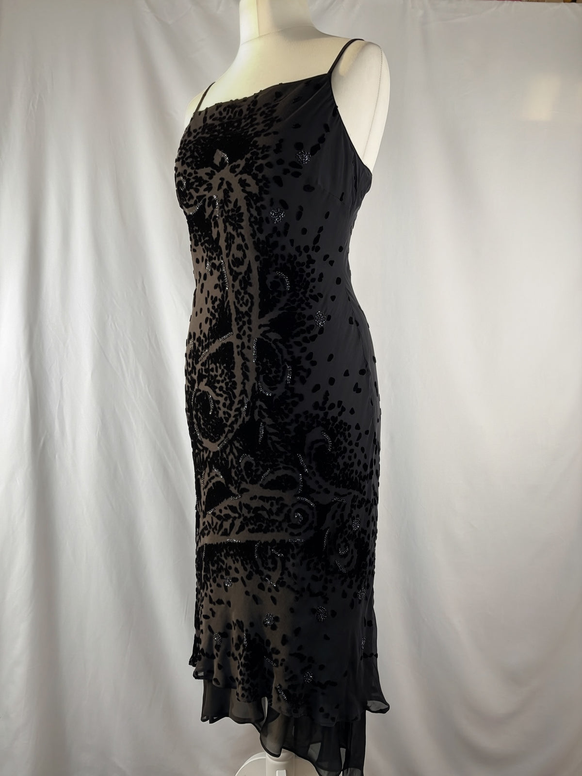 Black velvet Derhy layered maxi dress with beaded details