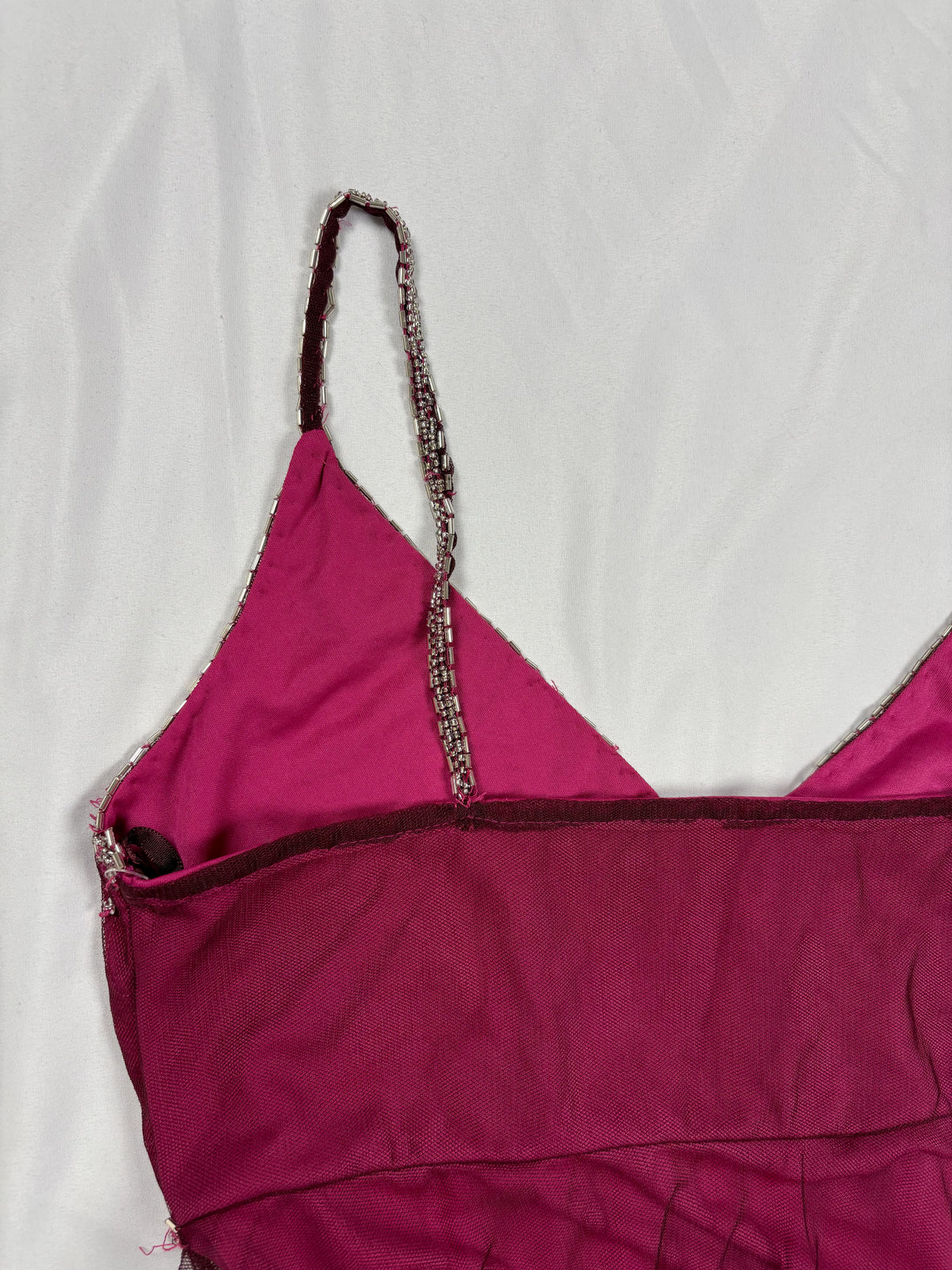 Purple beaded mesh asymmetric fairy cami