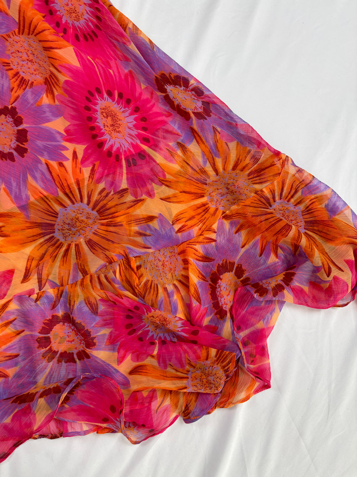 Sunflower ruffle maxi dress embellished throughout with sequins