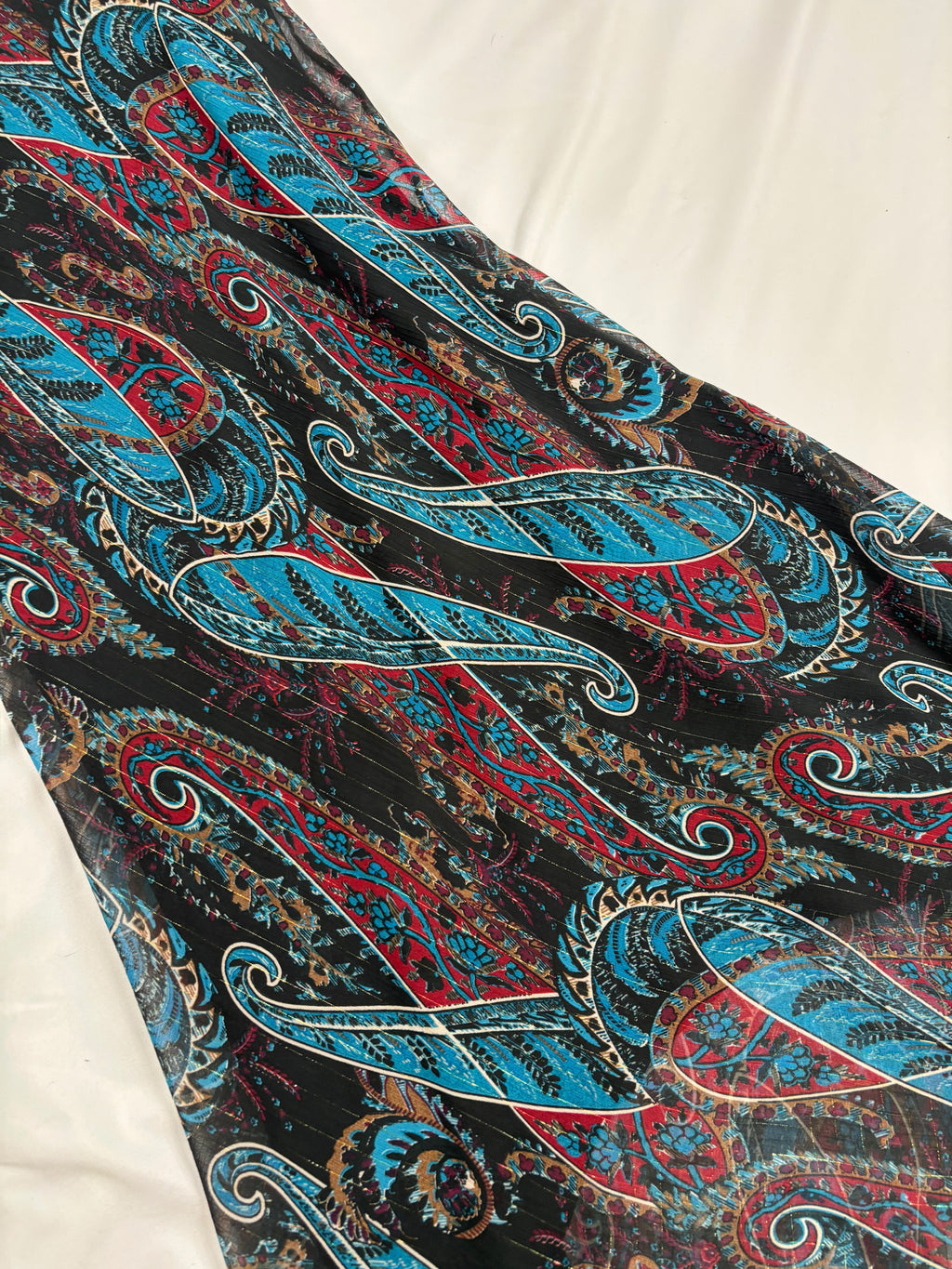 Paisley asymmetric maxi dress with beaded halterneck detail