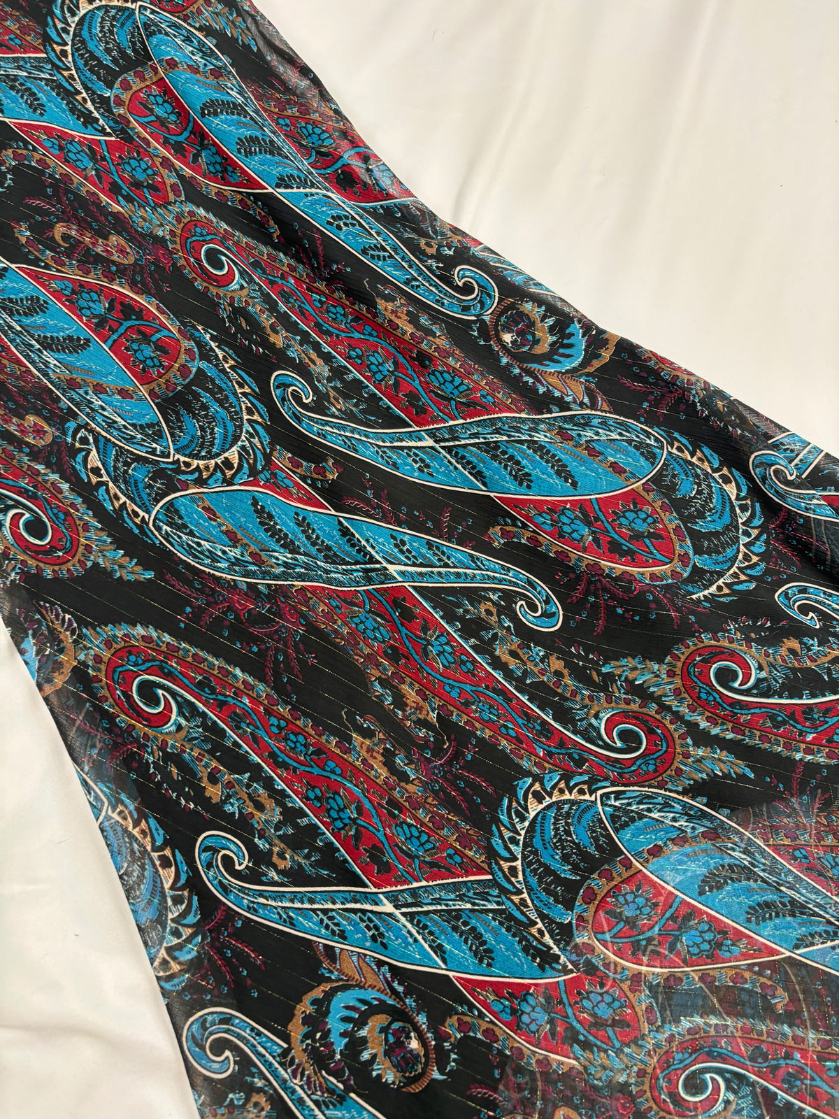 Paisley asymmetric maxi dress with beaded halterneck detail