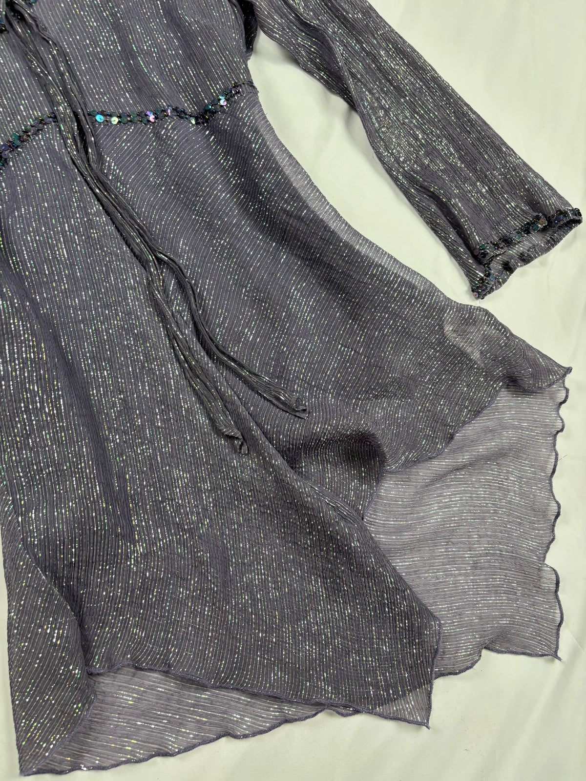 Purple and green sparkly long sleeve with layered cami