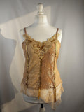 Golden asymmetric lace cami with embellished sequins