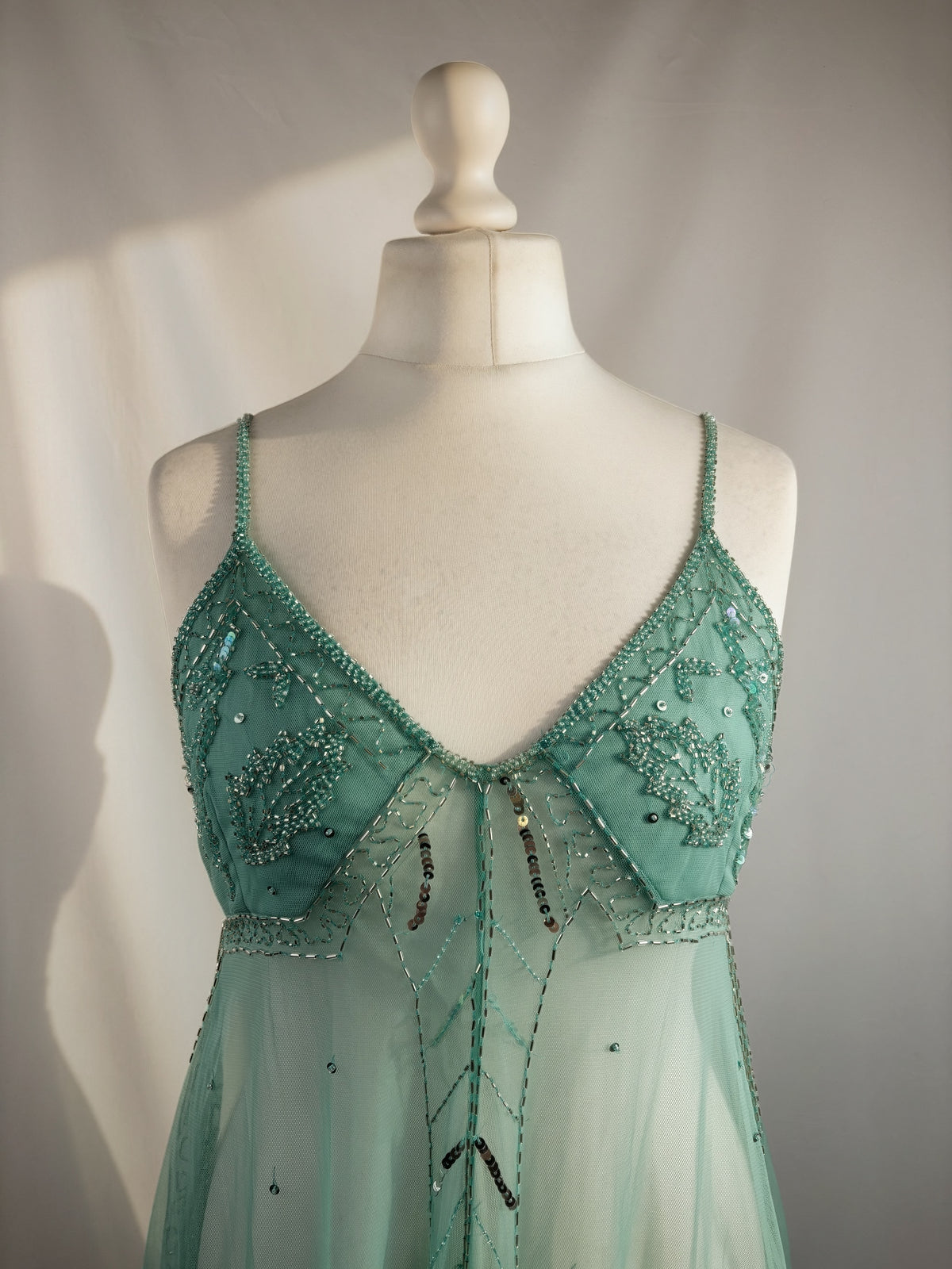 Light blue sheer beaded asymmetrical fairy cami