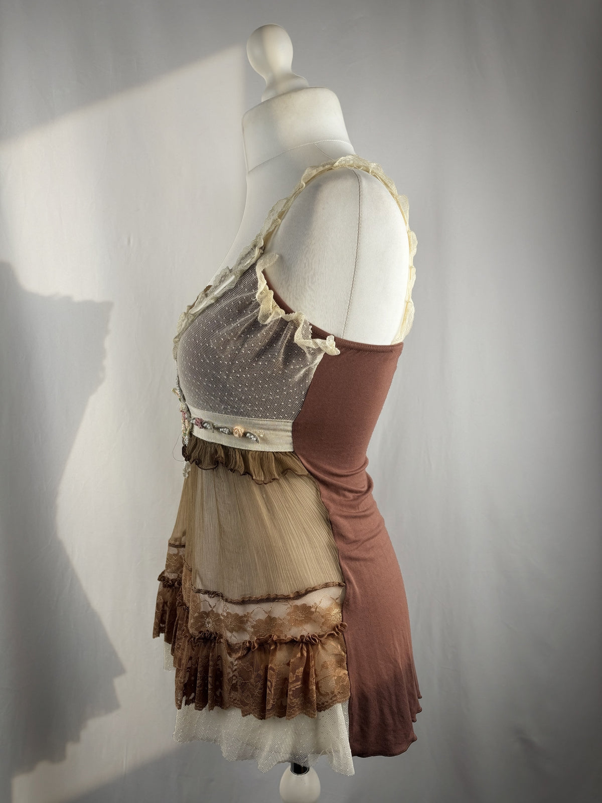Brown Bony Paris silk cami with rosette details