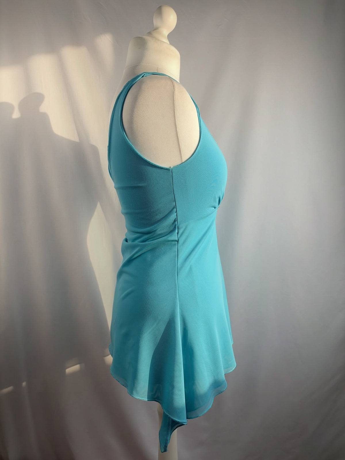 Blue flowy cami with gold bead details