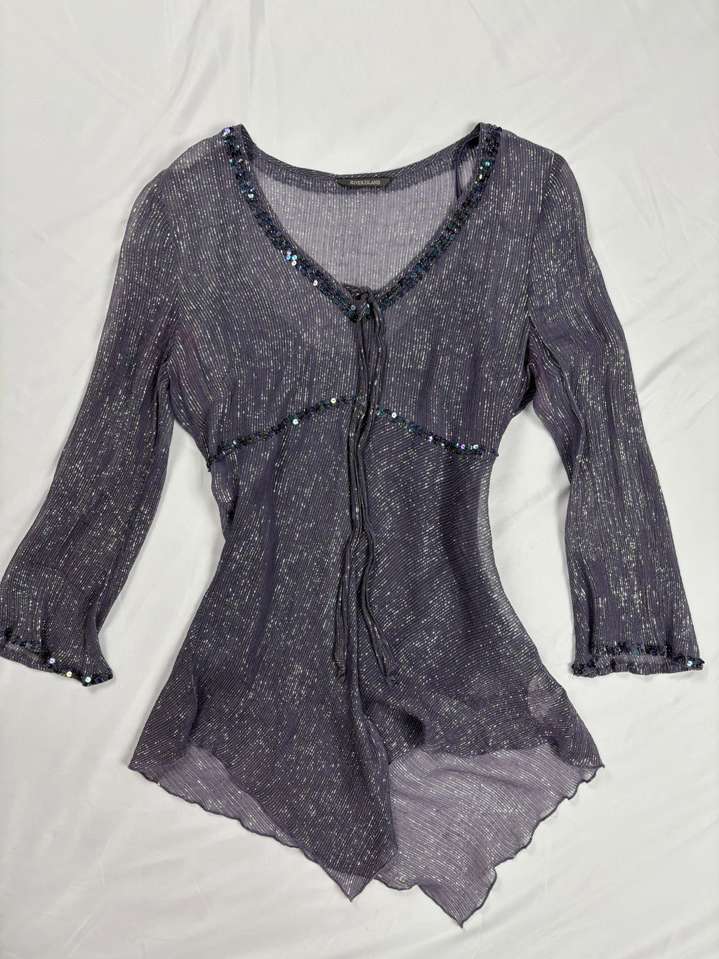Purple and green sparkly long sleeve with layered cami