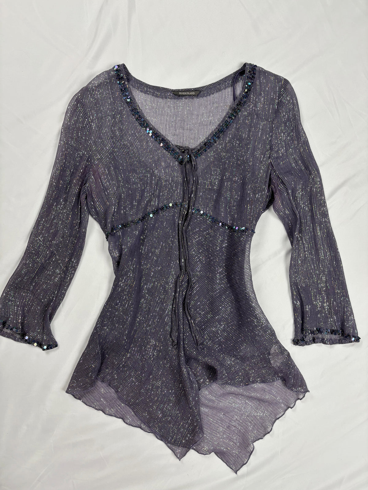 Purple and green sparkly long sleeve with layered cami