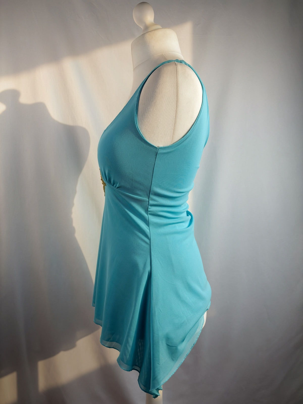 Blue flowy cami with gold bead details
